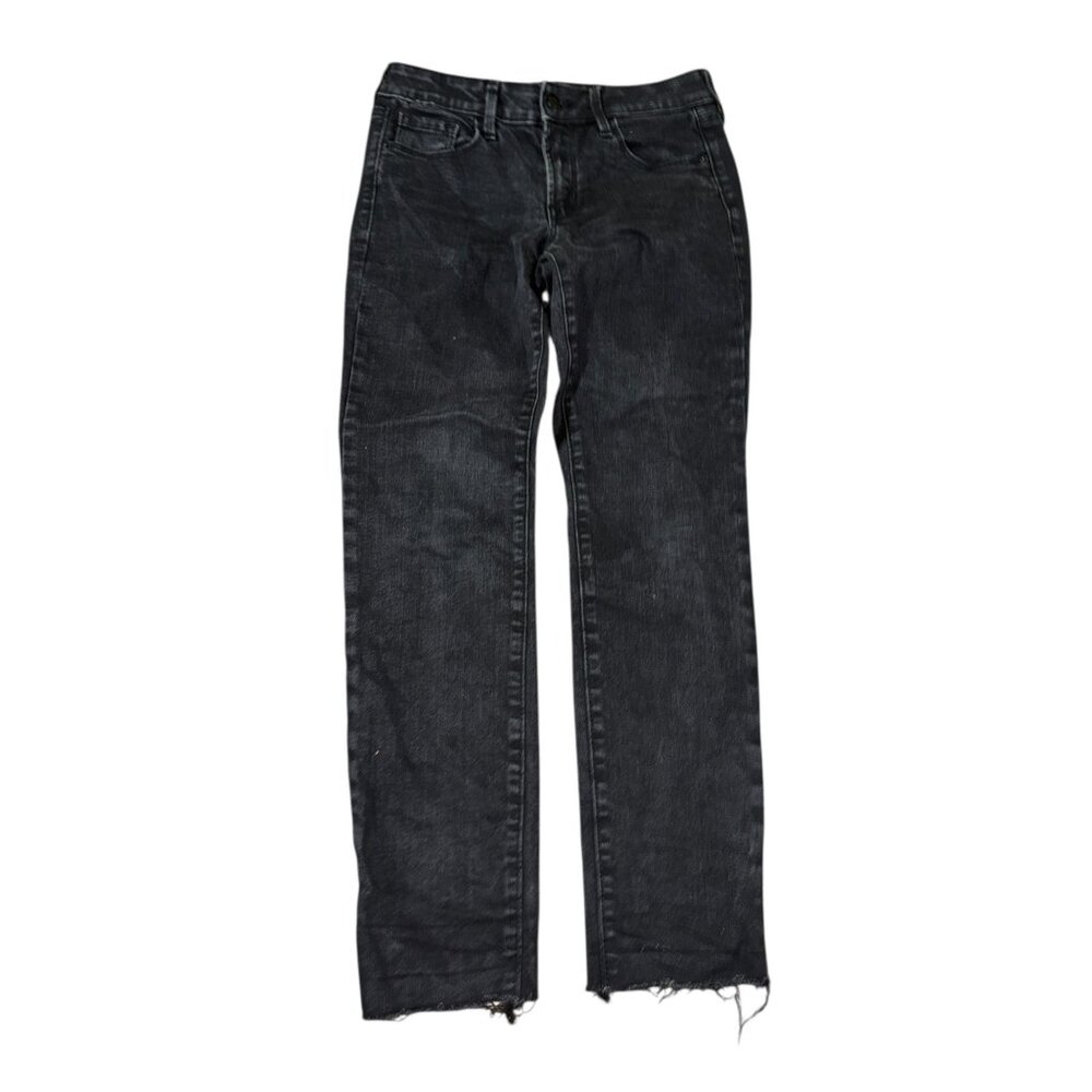 Old Navy Power Straight Size 2 Black Wash Raw Hem